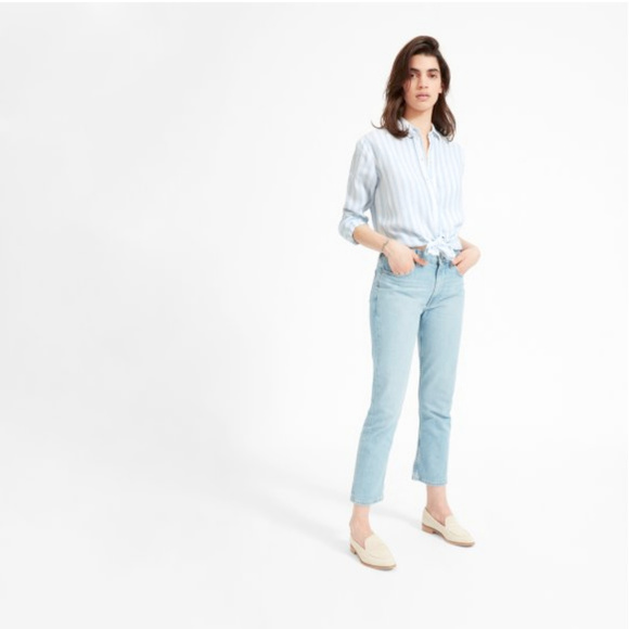 Everlane Tops - Everlane Linen Relaxed Shirt Blue/White Stripes
